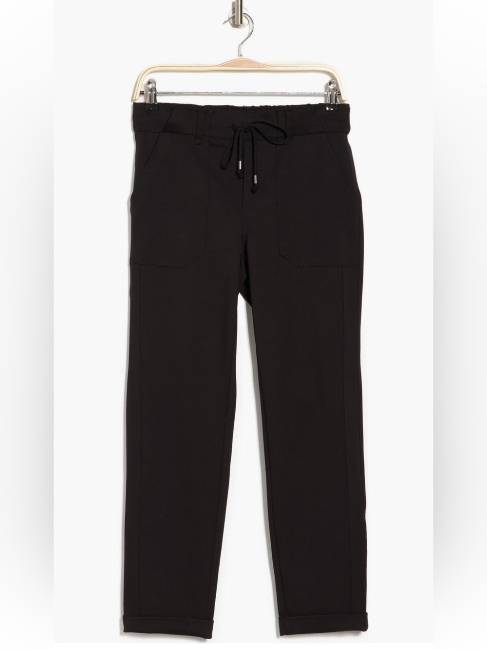 Democracy Black Ab Leisure Patch Pocket Utility Roll Cuff Drawstring Pants -Sz L
